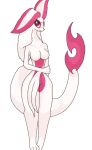  anthro big_breasts blush breasts butt colored digital_media_(artwork) embarassment embarrassed female fur generation_5_pokemon hair huge_breasts hybrid_pokemon lunaiiire mammal mienshao nintendo pokemon pokemon_(species) reptile scalie shaded simple_background snake snivy solo thick_thighs video_games white_body white_fur yareli_serpia 