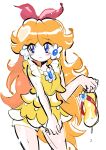  1girl absurdres bangs bikini blue_eyes bow brooch brown_hair crown crown_removed earrings frilled_bikini frills hair_bow highres jewelry long_hair mario_(series) mario_kart mario_kart_tour princess_daisy sandals sandals_removed solo swimsuit user_tsfs5442 