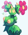  anthro big_breasts breasts cactus clothed clothing cragscleft female flower generation_5_pokemon green_body green_skin maractus nintendo not_furry plant pokemon pokemon_(species) simple_background solo standing thorns topless video_games white_background 