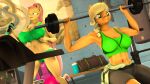  3d_(artwork) 4k absurd_res alternate_hairstyle anthro anthrofied applejack_(mlp) barbell big_breasts breasts digital_media_(artwork) dongly12 duo equid equine exercise female fluttershy_(mlp) friendship_is_magic gym gym_clothing hasbro hi_res horse mammal muscular muscular_female my_little_pony pegasus pony revamped_anthros source_filmmaker tongue tongue_out treadmill water_bottle weightlifting wings workout 
