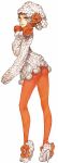  1girl bonnet bow enomoto_(bnd) green_eyes high_heels orange_bow orange_hair orange_pantyhose original pantyhose pom_pom_(clothes) solo white_footwear wool 