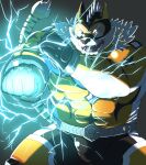  abs anthro bodysuit bulge clothing electricity electricity_manipulation elemental_manipulation felid hi_res lifewonders live-a-hero male mammal mask mohumohudansi muscular muscular_anthro muscular_male pantherine pecs ryekie_(live-a-hero) skinsuit solo superhero tiger tight_clothing video_games 
