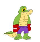  2021 alligator alligatorid alpha_channel anthro biped bottomwear boxing_gloves boxing_shorts brok_(character) brok_the_investigator clothing crocodilian green_body handwear hi_res jollyville male reptile scalie shorts simple_background solo transparent_background video_games 