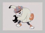  2022 4_fingers akita anthro barefoot black_nose border brown_body brown_fur canid canine canis clothed clothing disney domestic_dog dr._akita ducktales ducktales_(2017) eyewear feet fingers full-length_portrait fur gloves grey_border grey_hair hair handwear male mammal multicolored_body multicolored_fur piti_yindee portrait signature simple_background solo spitz standing sunglasses two_tone_body two_tone_fur white_body white_fur year 