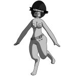  &lt;3 1:1 2022 anthro belt black_and_white bodily_fluids breasts butt collar condom covered_eyes cum digital_media_(artwork) female genital_fluids genitals hair hi_res koyoinu looking_at_viewer monochrome pussy sexual_barrier_device shaded smile smirk solo sonachi text 