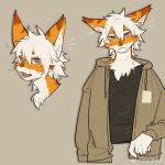  2022 anthro black_clothing black_shirt black_topwear blue_eyes blue_nose brown_clothing brown_hoodie brown_topwear cheek_tuft clothed clothing countershade_face countershade_neck countershading domestic_cat facial_tuft felid feline felis fur fur_tuft hair hoodie hu_ku_li_(milkytiger1145) inner_ear_fluff kemono male mammal milkytiger1145 open_mouth orange_body orange_fur shirt solo topwear tuft whiskers white_body white_countershading white_hair 