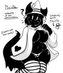  anthro big_breasts black_body black_fur blush breasts canid canine clothing female fox fur huge_breasts legwear mammal model_sheet panties pixcella_(pixcello) pixcello solo thick_thighs thigh_highs underwear white_clothing wide_hips 