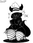  anthro big_breasts blush bodily_fluids breasts canid canine clothing curvaceous curvy_figure female fox hat headgear headwear lactating legwear mammal panties pixcella_(pixcello) pixcello solo thick_thighs thigh_highs underwear voluptuous wide_hips witch_hat 