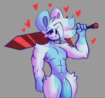  &lt;3 2022 4_fingers anthro big_penis black_nose blue_body blue_fur blue_penis cheek_tuft digital_media_(artwork) eyebrows eyelashes facial_tuft fingers flaccid front_view fur genitals hair hip_tuft holding_object holding_sword holding_weapon huge_penis looking_at_viewer male mammal melee_weapon multicolored_body multicolored_fur muscular muscular_anthro muscular_male nude penis polar_bear shaded shoulder_tuft simple_background smile smiling_at_viewer solo sword teeth tuft two_tone_body two_tone_fur ursid ursine vein veiny_penis weapon white_body white_fur white_hair zan_(zantanerz) zantanerz_(artist) 