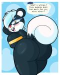  animal_crossing anthro big_breasts big_butt bomba_world12 breast_squish breasts bubble_butt buckteeth butt dialogue female fur hand_behind_own_head hi_res looking_at_viewer mammal multicolored_body multicolored_fur nintendo rodent sciurid smug solo squish talking_to_viewer tasha_(animal_crossing) teasing teeth video_games wrapped_up 