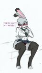  &lt;3 &lt;3_eyes anthro big_breasts big_butt bite biting_lip blush breasts butt clothing disney english_text eyewear female glasses hi_res judy_hopps legwear pace-maker panties secretary secretary_outfit solo text thick_thighs thigh_highs underwear zootopia 