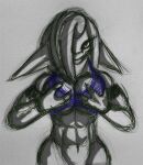  abs aiden_(gekko) anthro breasts digital_media_(artwork) female gekk0 holding_breast lizard looking_at_viewer muscular muscular_anthro muscular_female non-mammal_breasts one_eye_obstructed reptile scalie solo spot_color traditional_media_(artwork) 