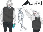  anthro arizona_iced_tea asriel_dreemurr baggy_jacket beverage beverage_can black_clothing bottomwear bovid caprine chilling clothing denim denim_clothing eyes_closed goat holding_object hoodie jeans male mammal open_mouth pants pose shirt simple_background sketch smile solo topwear undershirt undertale undertale_(series) video_games white_background youwant 