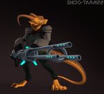  alien anthro cybernetic_arm cybernetic_limb cybernetics cyborg energy_weapon gun hi_res lizard machine male ranged_weapon reptile scalie shido-tara solo weapon 