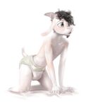  anthro bedding bovid caprine daydreamed diaper goat hi_res horizontal_pupils horn kneeling male mammal pupils shirtless solo 