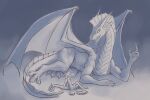  3:2 ambiguous_gender book claws dragon dragon_(dnd) dragonborn_(dnd) dungeons_and_dragons duo feral hasbro hi_res humanoid klifflod lying on_side open_mouth scroll silver_dragon_(dnd) simple_background sitting wings wizards_of_the_coast yelow_eyes 