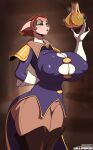  absurd_res anthro balls big_breasts bottomwear breasts captain_amelia clothed clothing disney female genitals hi_res huge_breasts lollipopcon male male/female mammal nipple_outline pants shirt text thick_thighs topwear treasure_planet url 