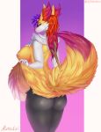  absurd_res accessory anthro areola awocksi big_breasts big_butt black_body black_fur braixen breasts butt canid canine cheek_tuft clothed clothing digital_media_(artwork) dipstick_ears dipstick_tail eyelashes eyeshadow facial_tuft fan_character female fox fur fur_clothing generation_6_pokemon glistening glistening_body glistening_butt hair hair_accessory hi_res huge_breasts inner_ear_fluff jewelry looking_at_viewer looking_back makeup mammal markings mary_(hipcat) multicolored_body multicolored_ears multicolored_fur multicolored_hair neck_tuft nintendo nipples no_underwear nude open_mouth orange_hair orange_tail piercing pink_hair pink_tail pokemon pokemon_(species) presenting presenting_hindquarters pseudo_clothing pseudo_clothing_lift pseudo_skirt purple_hair raised_tail rear_view simple_background solo standing stick tail_markings thick_thighs tuft two_tone_body two_tone_fur two_tone_hair two_tone_tail video_games wand white_body white_fur wide_hips yellow_body yellow_fur 