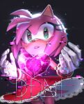  &lt;3 &lt;3_eyes 2022 5_fingers absurd_res amy_rose anthro clothing di-dash eulipotyphlan female fingers gem gloves green_eyes handwear hedgehog hi_res mammal sega signature solo sonic_the_hedgehog_(series) sparkles 