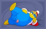  anthro anus avian bird clothed clothing erection gatogallery genitals hat headgear headwear hi_res humanoid_genitalia king_dedede kirby_(series) looking_at_viewer lying male nintendo on_side overweight overweight_anthro overweight_male penguin penis presenting raised_leg smile solo video_games 