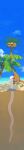  :d absurdres alolan_exeggutor black_eyes brown_eyes cloud commentary_request day fangs happi_xfyg highres no_humans open_mouth outdoors palm_tree pokemon pokemon_(creature) sand shore sky smile standing tall_image tongue tree water wiglett 