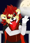  absurd_res anthro arty_(midnightmeowth) black_sclera cheetah crucifix felid feline hi_res long_tongue looking_at_viewer male mammal midnight_meowth open_mouth solo tongue vampire_costume 