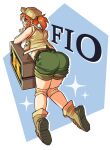  bare_arms boots character_name commission fio_germi from_behind highres kidakash knee_pads metal_slug red_hair round_eyewear shorts 