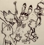  2022 absurd_res anthro beach bikini bottomwear canid canine clothing disney eyewear fennec finnick fox fur group hi_res inktober jack_savage judy_hopps lagomorph leporid mammal monochrome nick_wilde rabbit red_fox sand seashell seaside shell shorts skye_(zootopia) sleeping standing sunglasses swimwear theblueberrycarrots tongue tongue_out traditional_media_(artwork) zootopia 