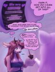  absurd_res anthro antlers cervid character_doria clothed clothing comic dialogue digital_drawing_(artwork) digital_media_(artwork) english_text female hi_res horn humanoid mammal simple_background solo speech_bubble text transformation zypett 