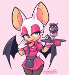  anthro bat_wings breasts chiropteran cleavage clothed clothing dessert eyeshadow female food fur green_eyes hi_res ice_cream legwear lipstick makeup mammal melangetic membrane_(anatomy) membranous_wings narrowed_eyes rouge_the_bat sega signature solo sonic_the_hedgehog_(series) tan_body tan_skin teeth white_body white_fur wings 