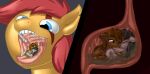  acid ambiguous_gender bodily_fluids cookie_crumble_(cgbro) equid equine fan_character female feral fish greyflake_(dex9877) group hasbro hi_res horse internal mammal marine micro muhny my_little_pony open_mouth organs pony saliva seahorse stomach stout_heart syngnathid syngnathiform vore 