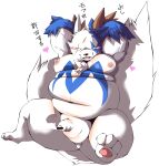  &lt;3 2022 absurd_res anthro belly big_belly blue_body blush censored chibineco feet generation_3_pokemon genitals hi_res japanese_text kemono male moobs navel nintendo nipples overweight overweight_male penis pokemon pokemon_(species) solo text translation_request video_games white_body zangoose 