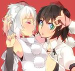  eightman eyelashes inubashiri_momiji multiple_girls saliva saliva_trail shameimaru_aya tongue touhou yuri 