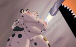 anthro arrier_jewolf belly big_breasts breasts clitoris female fur genitals hi_res hyena mammal markings mau_makan_apa navel nipples nude overweight overweight_female solo spots spotted_body vulva weewee_(missile_city) white_body