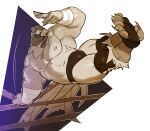 anthro avian avian_caruncle bandaged_wrist beak biceps bird black_clothing black_footwear black_underwear bulge chicken clothing dewlap_(anatomy) feathers feet fighting_ring footwear galliform goshee248 hi_res jumping male muscular muscular_anthro muscular_male open_beak open_mouth pecs phasianid phoenix_(goshee248) pose solo tail tail_feathers talons toes underwear wattle white_body white_feathers