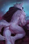 2026 2:3 anthro balls biped butt canid canine canis death_(puss_in_boots) digital_drawing_(artwork) digital_media_(artwork) dreamworks fur genitals grey_body grey_fur grey_tail hi_res lynncore male mammal nude nude_anthro nude_male outside penis puss_in_boots_(franchise) rear_view red_eyes sky solo tail wolf