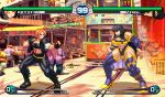  2girls abs absurdres bandeau black_bandeau black_boots black_hair black_jacket black_pants blue_eyes boots breasts character_name commentary commission detached_sleeves english_commentary fake_screenshot fighting_game fighting_stance gold_shoes health_bar high_heels highres jacket krystal_anderson_(killerkrystal64) large_breasts long_hair medium_breasts multiple_girls muscular muscular_female nakamanga open_clothes open_jacket orange_hair original pants pixel_art purple_thighhighs shoes short_sleeves thighhighs underboob ying_tao_(grapplergoddess) 