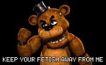 2026 3d_(artwork) absurd_res angry animatronic anthro bear black_background black_bow_tie blue_eyes bow_tie brown_body clothing dialogue digital_media_(artwork) english_text fist five_nights_at_freddy's freddy_(fnaf) hat headgear headwear hi_res machine male mammal on_model open_mouth reaction_image robot robot_anthro scottgames simple_background solo source_filmmaker_(artwork) teeth text top_hat zelyonka