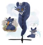 2026 aaasakawa ambiguous_gender arthropod black_nose eating eyes_closed hi_res insect mammal open_mouth rain_world scard slugcat solo standing tail tongue videocult yellow_eyes