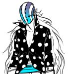  1boy absurdres highres hockey_mask killer_(one_piece) kimpimpam long_hair male_focus mask one_piece polka_dot polka_dot_shirt shirt simple_background solo upper_body 