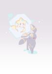  absurdres black_eyes closed_mouth colored_sclera commentary_request floating green_eyes highres jirachi no_humans one_eye_closed open_mouth pokemon pokemon_(creature) pokemon_focus red_sclera shiramizore_(rate1026) smile standing umbreon walking 