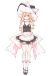  1girl apron arms_behind_back back_bow bad_id bad_pixiv_id black_shoes black_skirt black_vest blonde_hair bow braid buttons double-breasted elbow_gloves frilled_socks frills full_body gloves hair_ribbon hat hat_ribbon highres kirisame_marisa legs long_hair looking_at_viewer mary_janes midriff_peek non_(z-art) puffy_short_sleeves puffy_sleeves ribbon ribbon_in_braid shirt shoes short_sleeves single_braid skirt socks solo standing touhou turtleneck turtleneck_shirt vest white_apron white_background white_shirt witch_hat yellow_eyes 