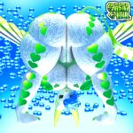 aero_the_avali_(dunciflipz) anthro avali bent_over big_breasts big_butt breasts bright_colors bubble butt dunciflipz_(artist) female frutiger_aero genitals hi_res looking_at_viewer smile solo tail vulva watermark wings
