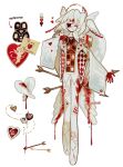  1other ^_^ angel arrow_(projectile) blood blood_halo bloody_wings bomal1215 box box_of_chocolates closed_eyes colored_skin cracked_skin halo head_wings heart-shaped_box liquid_halo multiple_wings original reference_inset seraph simple_background solo stab standing valentine white_background white_skin white_wings wings 