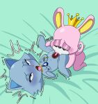 absurd_res ahegao anthro black_eyes blue_body blue_eyes blue_fur bodily_fluids bracelet breasts bulldog canid canine canis cheek_tuft chibi clitoris collar crown cunnilingus curled_tail deep_cunnilingus domestic_cat domestic_dog duo ejaculation eyes_closed facial_markings facial_tuft felid feline felis female fur genital_fluids genitals half-closed_eyes head_markings headgear hi_res internal internal_vaginal jewelpet jewelry king_(jewelpet) lapis_(jewelpet) leg_grab looking_pleasured lying male male/female mammal markings mastiff molosser muzzle_(marking) narrowed_eyes ninotrash nipples on_back oral orgasm penetration pink_body pink_fur russian_blue sanrio sega_fave sex shortstack spread_legs spreading tail tongue tongue_out tongue_penetration tuft vaginal vaginal_fluids vaginal_squirting