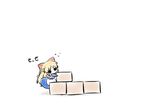  blonde_hair bow box flying_sweatdrops fuugetsu_oreha_ikiru shanghai_doll solid_circle_eyes solo touhou 