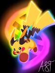  2025 2_tails 3_toes ambiguous_gender artist_name black_ears black_nose black_tail feet feral fulgito_ast generation_9_pokemon hi_res long_ears mega_evolution mega_raichu mega_raichu_x multi_tail nintendo open_mouth pink_tongue pokemon pokemon_(species) quadruped solo tail teeth text toes tongue yellow_ears yellow_tail 
