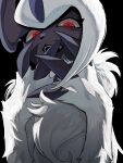 absol commentary_request furry hands_up highres looking_at_viewer no_humans open_mouth pokemon pokemon_(creature) pokemon_focus red_eyes solo upper_body zumomomomomomomomo 