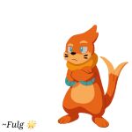  2025 2_tails 3_fingers 3_toes anthro artist_name biped black_nose blue_eyes buizel cheek_tuft crossed_arms facial_tuft feet fingers fulgito_ast fur generation_4_pokemon hi_res long_tail male multi_tail nintendo orange_body orange_fur orange_tail pokemon pokemon_(species) simple_background solo standing tail text toes tuft white_background 