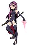  marvel najimi_shin psylocke purple_eyes purple_hair solo sword thighhighs weapon x-men 